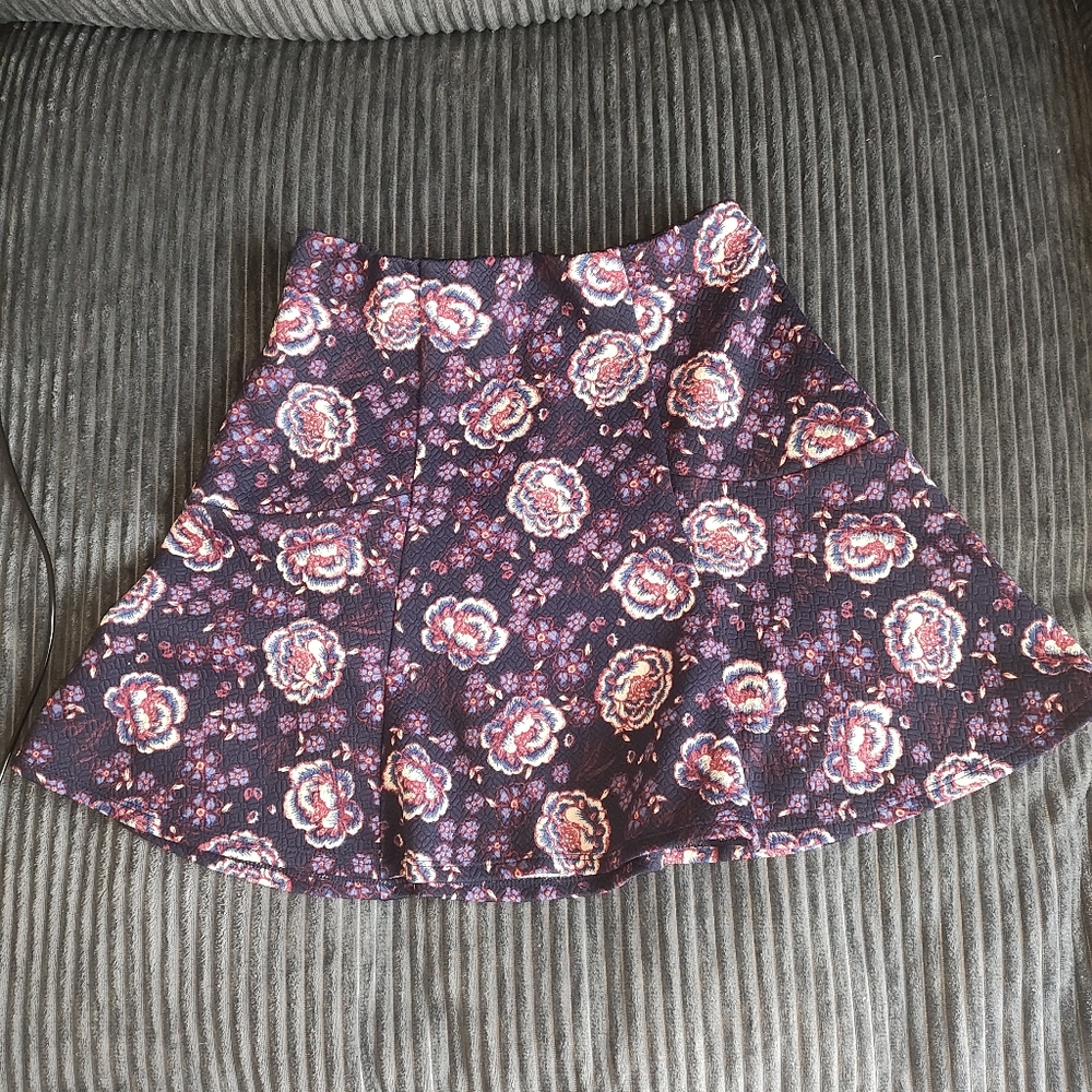 Hollister Floral Skater Skirt - Purple and Pink